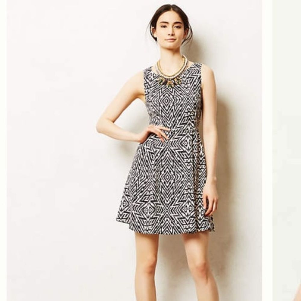 Anthropologie Maeve Pebble Tribal Print Dress 8